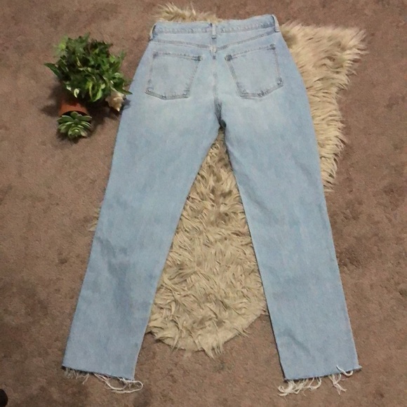 GAP Wmns Sz 2-High Rise Slouchy Straight-Raw Hem-Button Fly-Light Wash-EUC - Picture 12 of 14